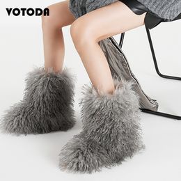Boots Snow Women Winter Warm Platform Furry Faux Fur Boot Mongolian Fashion Outdoor Fluffy Plush Shoes Girl 230823