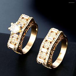 Wedding Rings Zlxgirl Three Plated Colour Women And Men Couple Finger Ring Set Of Bridal Jewellery High Quality Zircon Anel Aneis Bijou