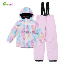 Down Coat Hiheart 30 Degrees Children Ski Suits Boys Girls Ski Jackets Pants Kids Winter Snowboard ski Jacket Waterproof Snow Suits J230823