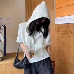 Women's Sweaters Korean Fashion Ladies Pullover Silk V-Neck Short Sleeve T-Shirt Summer Thin Ice Knit Top