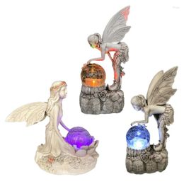 Garden Decorations Angel Figurine Outdoor Statue Fairy With LED Solar Light For Lawn Yard Decoration Wholesale