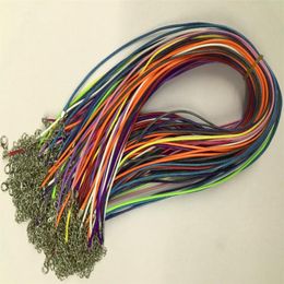 100pcs 16-18 inch mixed Colour adjustable 1 5mm korea waxed cotton necklace cords with lobster clasp and extension ch245Z