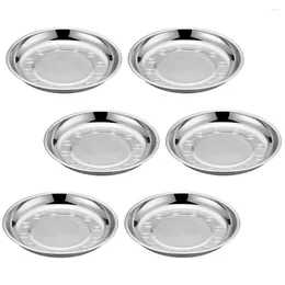 Dinnerware Sets Stainless Steel Disc Round Dish Plate Party Fruit Holder Design Dessert Storage Tray Barbecue Kitchen Container