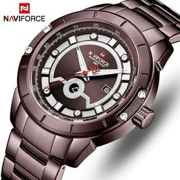 NAVIFORCE Mens Watches Top Brand Fashion Sport Watch Men Full Steel Waterproof Quartz Wristwatch for Men Clock Relogio Masculino240u