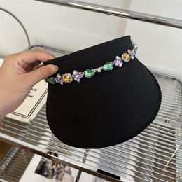 Ball Caps 202306-2508803 Ins Summer Cloth Without Candy Colour Rhinestone Chain Sun Protection Lady Visors Cap Women Leisure Hat