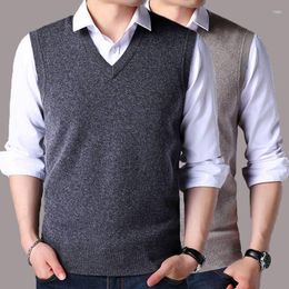 Men's Vests Knitted Sweater Spring Autumn Casual Vest Korean Fashion Solid Sleeveless Top Baggy Knit Bottoming Shirt Male Clothes R109