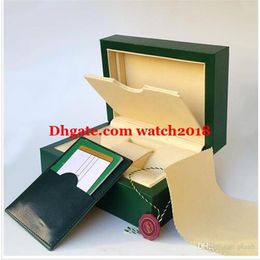 Luxury Quality Mens Wristwatch Box Original Box Green Boxes Papers For Watches Booklet Card in English Gift For Man Men Women 193h