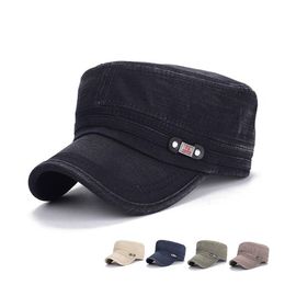 2017 New Men Flat Cap Hats Cotton Visor Cap Sun Hats Snapback Adjustable Baseball Caps Army Cap Solid 5 Colors303G