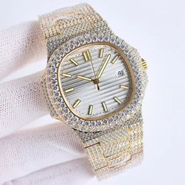 New upgraded luxury watch double row large diamond bezel automatic mechanical movement double sided sapphire glass super luminous waterproof