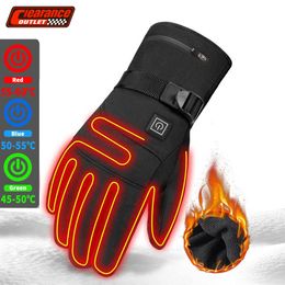 Five Fingers Gloves Men Heated Motorcycle Touch Screen Battery Powered Waterproof Winter Keep Warm Guantes 230823