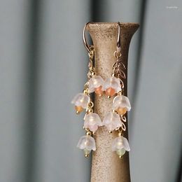 Dangle Earrings Glazed Lily Of The Valley Flower Long Tassel Ancient Style Women's Accessories Gifts Female Girls 0189