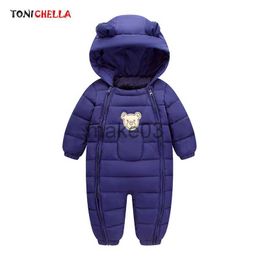 Down Coat Winter Baby Snow Wear Thick Warm Clothes Newborns Polyester Material Kids Infants Hooded Outwear Boys Girls Clothing CL5010 J230823