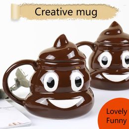 Mugs Creative And Cute Poo Shaped Mug Funny Ceramic Cup 380ml Personality Coffee For Friends Gift With Lid Home Tea