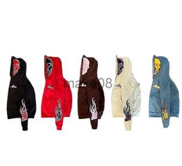 Mens Hoodies Sweatshirts Vintage Skull Print Streetwear Zipper Hoodie Womens Harajuku Style Sweatshirt Oversized Hooded Jacket Gothic Loose Streetwe J230823