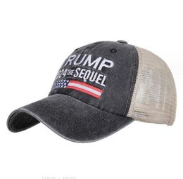 Donald Trump for President 2024 Trucker Hat USA Flag Baseball America Cap President 3D Embroidery Printed Summer Mesh Breathability Caps The US SEQUEL