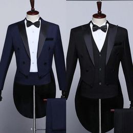 Men's Suits High-end Pantsuits 3 Pcs Groomsman Wedding Party Tuxedos Black Business Formal Suit Double Breasted Coat Vest Pants
