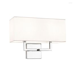 Wall Lamp White Fabric Square Lamps Bedroom Bedside LED Living Room Modern Nordic El American Silver Sconces Lights Fixtures