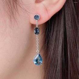 Stud Earrings 2023 Natural Topaz For Women Jewellery Daily Wear Real 925 Silver Party Gift Birthstone Water Drop Style