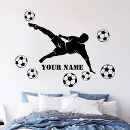 Wall Stickers Personalised Footballer Name Decals Vinyl Home Decorator for Boys Room Decor Soccer Football Sticker DIY Custom Murals G003 230822