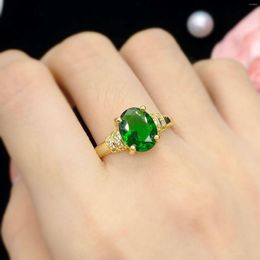 Wedding Rings Charm Temperament Fashion 18K Yellow Emerald Tourmaline Colorful Treasure Luxury Women's Engagement Ring Live