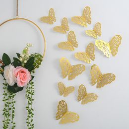 Wall Stickers 12Pcset 3D Hollow Butterfly Home Decoration DIY For Kids Rooms Party Wedding Decor Fridge 230822