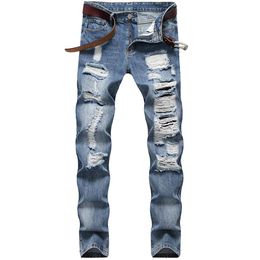 Men's Jeans European And American Style Ripped Men Hole Straight Slim Pants Trendy Large Size 5 Styles Denim273e