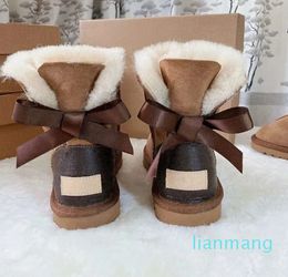 Kids Ribbon Snow Boots New Design Girl And Childen Winter Ankle Shoes Boot