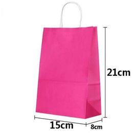 50PCS DIY Multifunction soft Colour paper bag with handles Festival gift bag High Quality shopping bags kraft paper218x