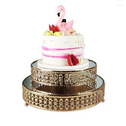 Bakeware Tools Multi-layer Fruit Plate Mirror Lace Cake Stand Gold Color