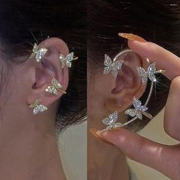 Backs Earrings Kpop Shiny Zircon Butterfly Earcuff For Women Without Piercing 2023 Fashion Ear Clip Bride Wedding Jewelry