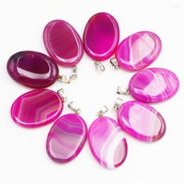 Pendant Necklaces 6pcs/lot Fashion Natural Stone Red Onyx Agates Oval Necklace Pendants Reiki Charm Diy Jewelry Earrings Accessories