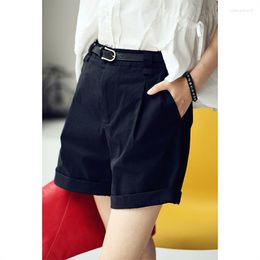 Women's Shorts MICOCO K6068C Artistic Simple Pinch Pleated Design Loose With Belt Elastic High Waist Casual