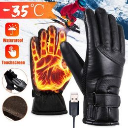 Five Fingers Gloves Winter Electric Heated Windproof Cycling Warm Heating Touch Screen Motorcycle Skiing USB Powered For Men Women 230823