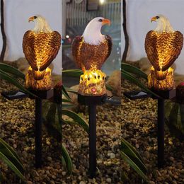 Garden Decorations Solar Powered Eagle Lawn Stake Light Resin DecorativeGarden LED Light Stake for Yard 230822