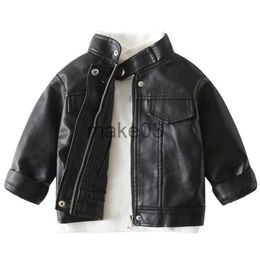 Down Coat 2023 Baby Spring Clothing Leather Jacket Boys Girls Plus Fleece Warm Casual Motorcycle Leather Jacket For Children Fashionable J230823