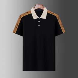 Plus 3XL Size Many Colours are EmbroideryLetter Polo Shirts Man Fashion Design Ribbed Sleeves Split Hem Stretch Polos Solid colorTop Male