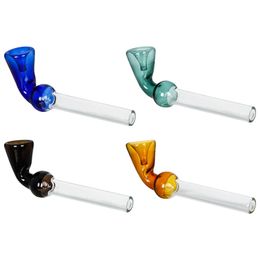 Latest Colourful Horn Style Pyrex Thick Glass Hand Pipes Portable Innovative Philtre Herb Tobacco Spoon Bowl Smoking Bong Holder Innovative Cigarette Holder Tube DHL