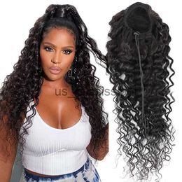 Synthetic Wigs Deep Wave Drawstring Ponytail Human Hair Brazilian Remy Human Hair Ponytail 826 Inches Human Clip In Hair x0823