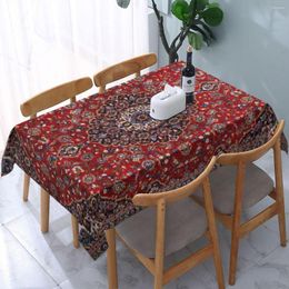 Table Cloth Rectangular Fitted Antique Bohemian Persian Style Rug Waterproof Tablecloth Cover Backed With Elastic Edge