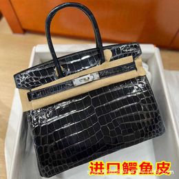 Leather Handbag Platinum Nile Crocodile Skin Women's Bag Bk30 Full Handheld Full Stitched American Bay Crocodile 25