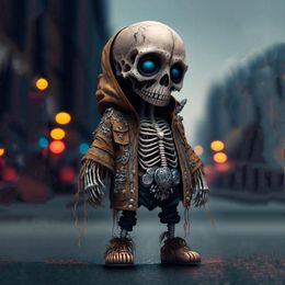 Decorative Objects Figurines Resin Cool Skeleton Figures Halloween Figurine Skull Horrible Ornaments Car Instrument Panel Desk Decoration 230822