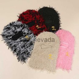 Beanie/Skull Caps Embroidered Rose Ballack Rafah Hat Single Hole Autumn/Winter Warm Mask Knitted Hat Camo Outdoor Warm Hat J230823