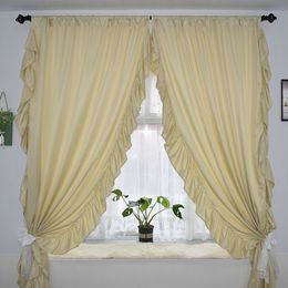 Sheer Curtains Nordic Pleated Ruffle Princess Style Decorative Microfiber Living Room Bedroom Solid Color Wear Rod Upright 230822