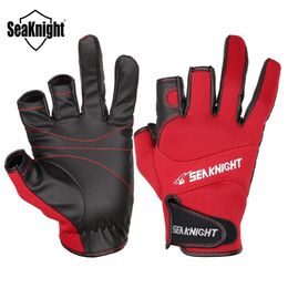 Five Fingers Gloves SeaKnight SK03 Sport Winter Fishing 1PairLot 3 HalfFinger Breathable Leather Neoprene PU Equipment 230823