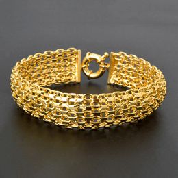 Charm Bracelets 18MM Big Wide Chain For Men Women Bracelet Gold Plated Double Weaving Rolo Cable Curb Link Catenary Fashion Thick Bangle 230822