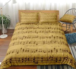 Bedding sets Music Stave Duvet Cover Set Vintage Bedding Set Quilt Cover Retro Bed Set Boys Home Textiles R230823