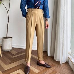Men's Suits & Blazers British High Waist Straight Pants Men Social Trousers Pant Italian Mens Formal Pantalones Hombre 2022 D184z