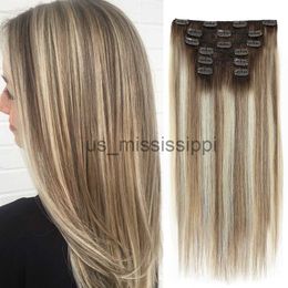 Synthetic Wigs BHF Clip in Hair Human Hair Straight Hairpiece Natural Hair Full Head Clip In Natural Hair Clip x0823