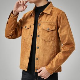 Men's Jackets Men Autumn Suede Jacket Men Casual Retro Motorcycle Jacket Coat Korean Slim Lapel Work Jacket Coats 230823