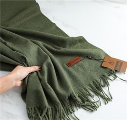 Scarves 32 Color Solid Thick Cashmere Scarf for Women Large 19068cm Pashmina Winter Warm Shawl Wraps Bufanda Female with Tassel 230823